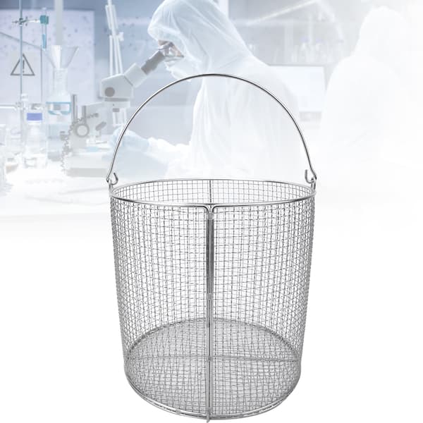 Instrumentsteriliseringskurv i rustfrit stål Labmateriale med håndtag Rund 150x150x150 mm
