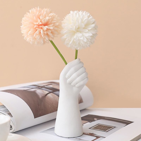 Håndvase Resin Crafts Enkel Modern Style Desktop Flower Arrangement Dekoration hvid