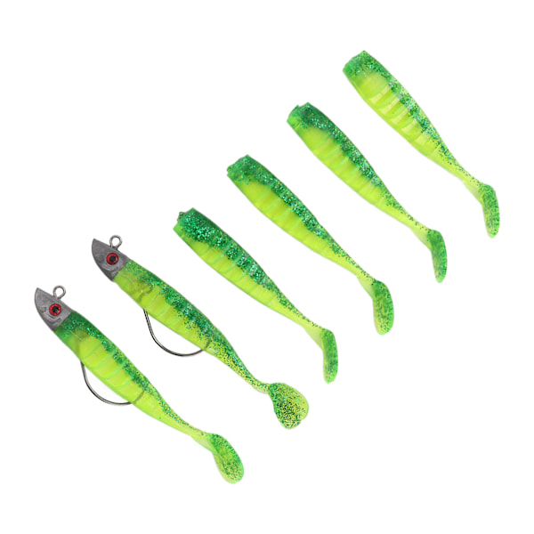 2 Set Silikon Fiskebete Mjukt Fiskebete för Saltvatten Sötvattensolja Grön