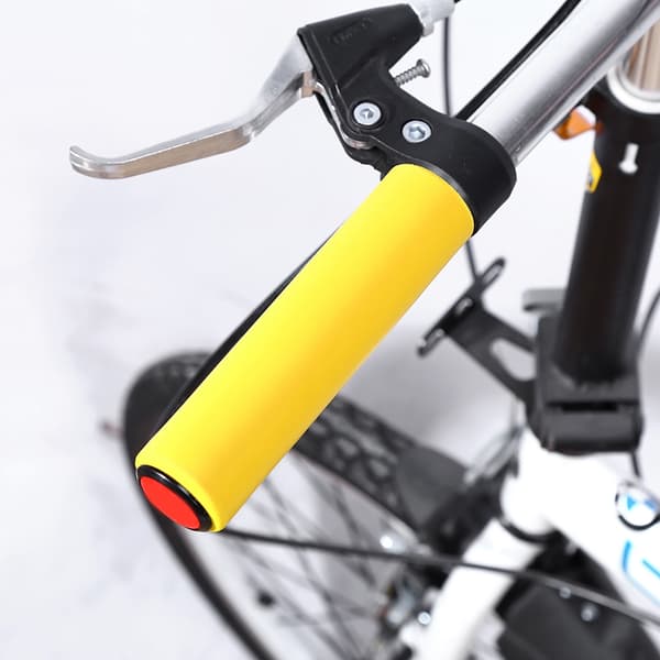 1 par høj densitet silikone styrgreb med propper til 18 mm diameter cykelstyr (gul)