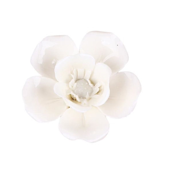 1 stk Keramisk blomsterveggdekor Rosa Multiflora veggdekor hengende tilbehør (hvit størrelse S)