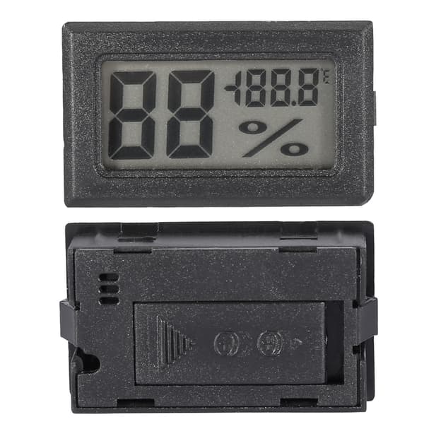 Digital LCD-hygrometer indendørs termometer luftfugtighedsmåler til hjem, kontor, drivhus (sort)