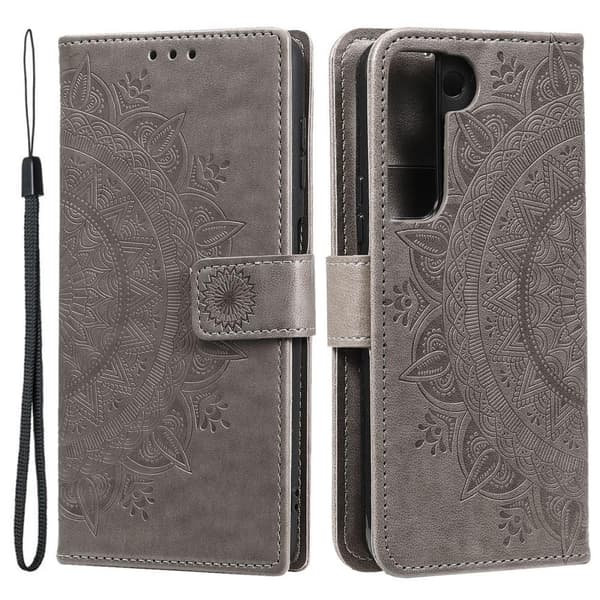 Kompatibel med Samsung S22 Mandala Plånboksfodral - Grå grå gray