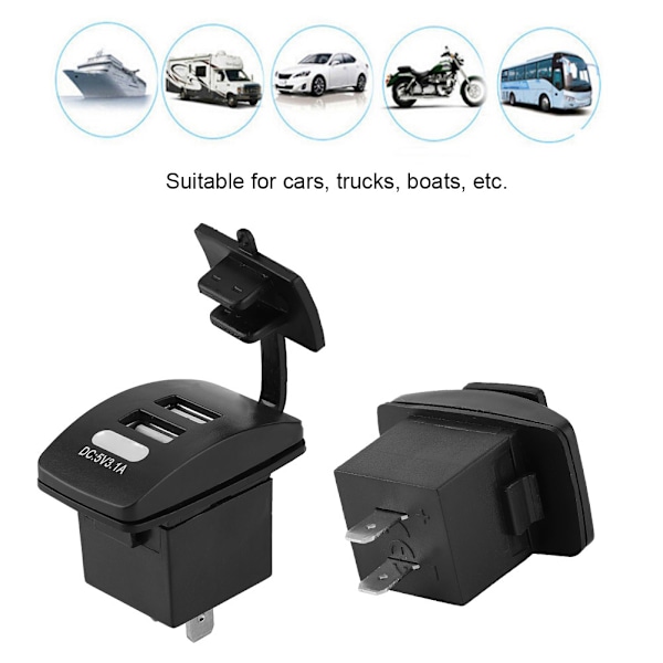 Vedenpitävä kaksois-USB-latauspistorasia Virtapistorasia 3.1A auto vene matkapuhelin