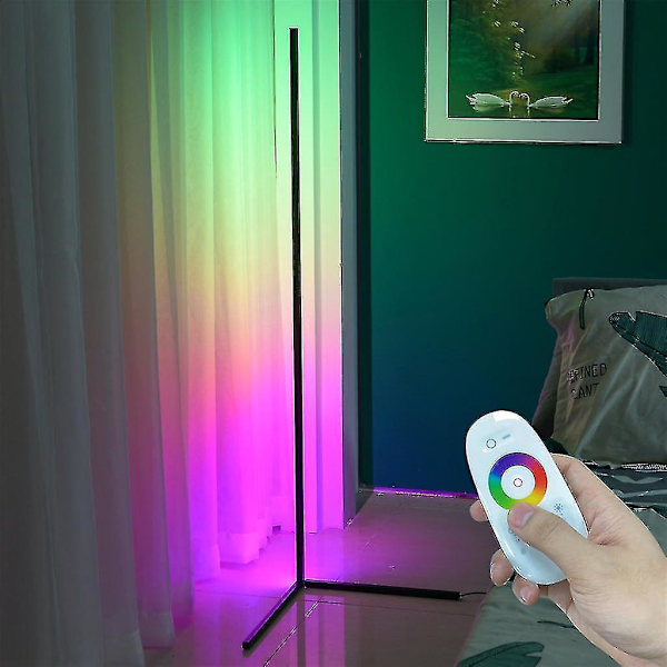Hörnstående golvlampa med fjärrkontroll för RGB-färgväxlande LED-belysning