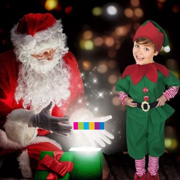 Børne Jule Elf Kostume Sæt Bælte Hat Elf Julekostumer til Drenge Piger Cosplay Performance