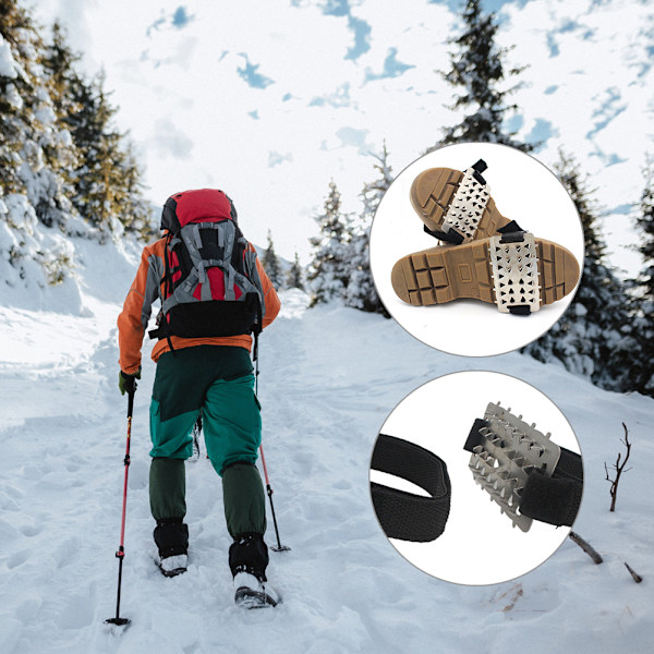 Isbrodder Ikke-Skli Isgrep med 26 Pigger - Isbrodder for Sko og Støvler - Grip for Utendørs Gåing på Snø og Is - Vandring, Klatring, Fiske
