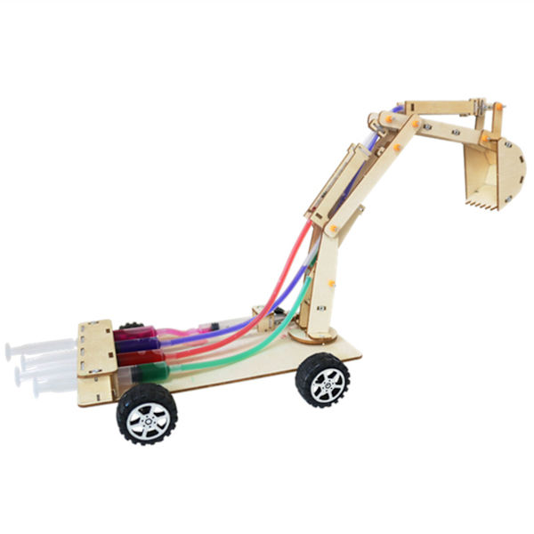 Hydraulinen kaivinkone malli Pedagoginen puulelutieteen kokeilu lelu DIY STEM lelu lapsille Opiskelijat