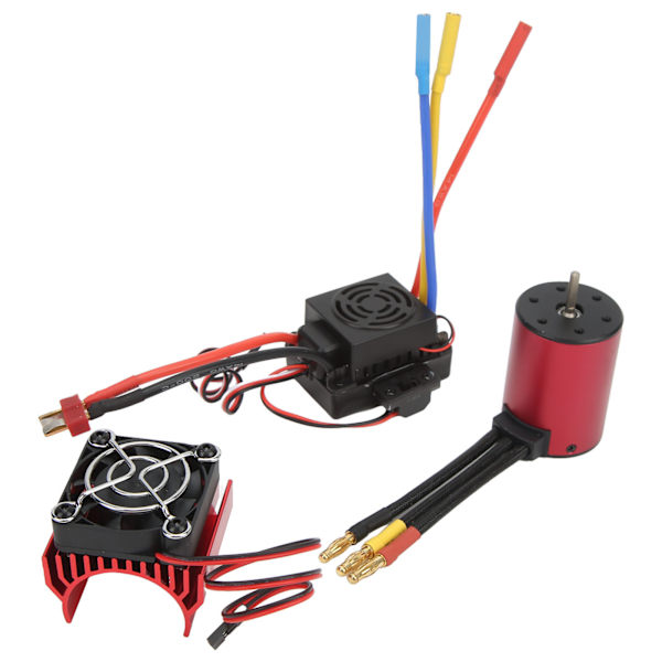 RC Vattentät Borstlös 60A ESC S3650 2300KV Borstlös Motor Kit med Motorkylfläkt för 1/8 1/10 RC Bil