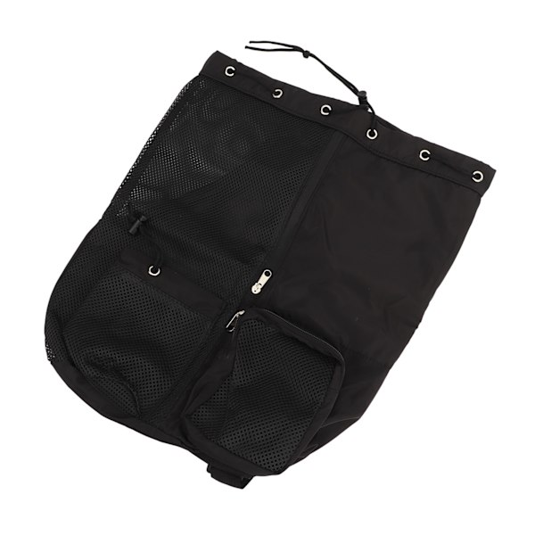 Mesh Strandryggsekk Justerbar Skulderstropp Lett Pustende Mesh og PVC Svømme Mesh Ryggsekk for Trening Svart