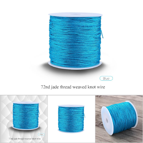 100M x 0,8mm Nylon Kinesisk Knot Sladd Rattail Macrame Shamballa Tråd String Blå