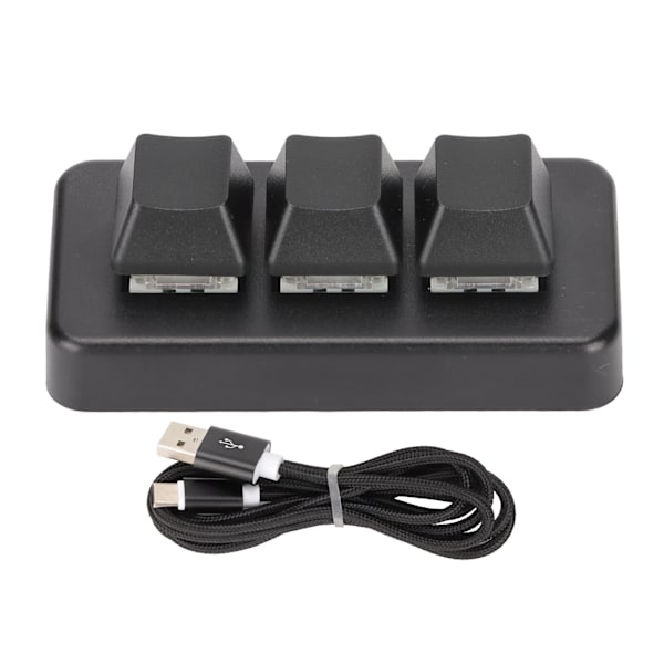 Knappsats med 3 tangenter RGB Bakgrundsbelyst 3 tangenter USB-gränssnitt Mini Mekanisk Programmerbar Plug and Play Macro-knappsats för dator Svart