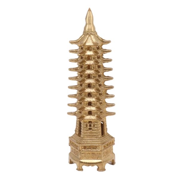 Wenchang Tower Statue 9 Nivåer Mini Pagoda Messing Hjemindretning Feng Shui Ornament til skrivebord