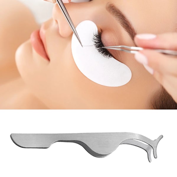 Ögonfransar i rostfritt stål Applikatorverktyg False Lash Applicering Böjda ögonfransar Extra Clip Silver