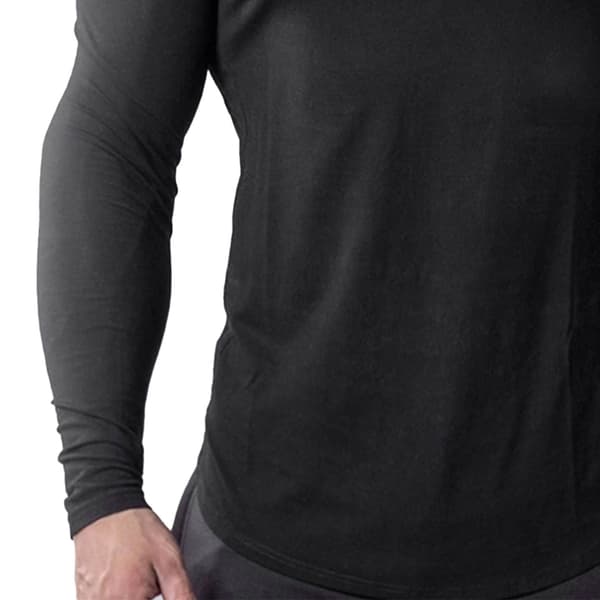 Menn Tight Top Elastisk Hurtigtørkende Bomullsblend Langærmet T-skjorte for Trening Løping Svart XXXL