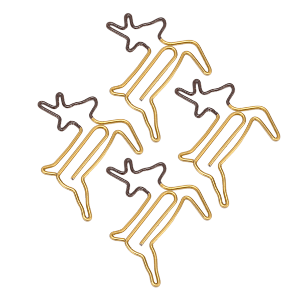 100 stk. Formede Papirclips Hjorteform Metal Bærbare Kontorclips til Filklassificering Dokumentorganisering