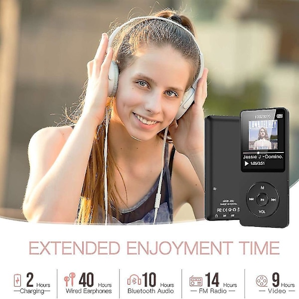 Mini svart MP4-spiller 8GB - Student Walkman med e-bok-opptaker