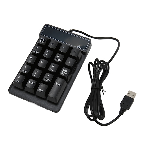 Trådløst Nummertastatur Sort USB-forbindelse 19 U-formede Taster Plug and Play Kompakt Numerisk Tastatur til Bærbar PC Desktop