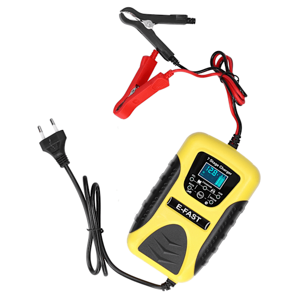 Automatisk Batteriladdare 7-stegs 12V 7A LCD-display Pulsreparation för Bil Gräsklippare Motorcykel EU 100‑240V
