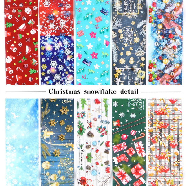 Nail Art Stickers Santa Claus Snowflake Maple Leaf Transfer Nagelklistermärken 10 stilar Multicolor