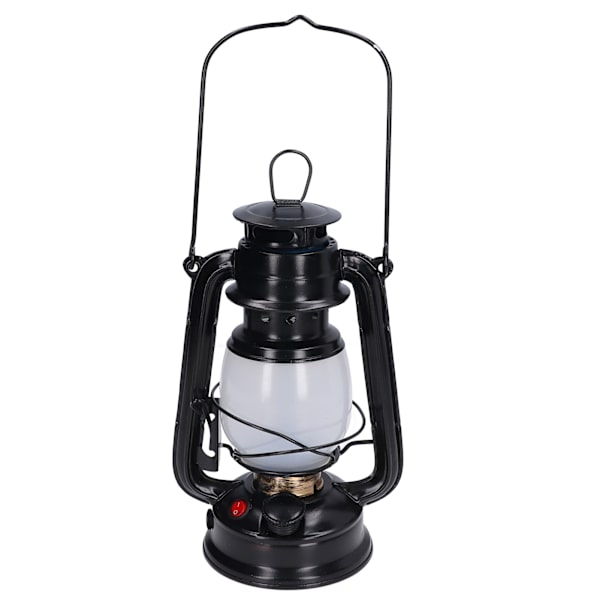 LED-lanterne campinglampe Genopladelig lampe Retro stil Bærbar EU-stik 110‑240V Varmt hvid Lys sort