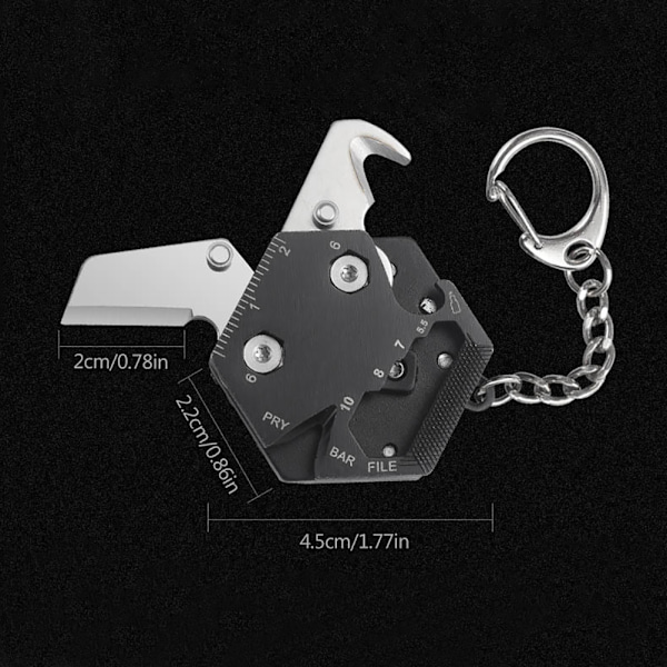 Multifunktionellt mini bärbart hopfällbart verktyg Hexagon myntverktyg Liten ficka nyckelring Hängande nyckelring Utomhus Survival Tool