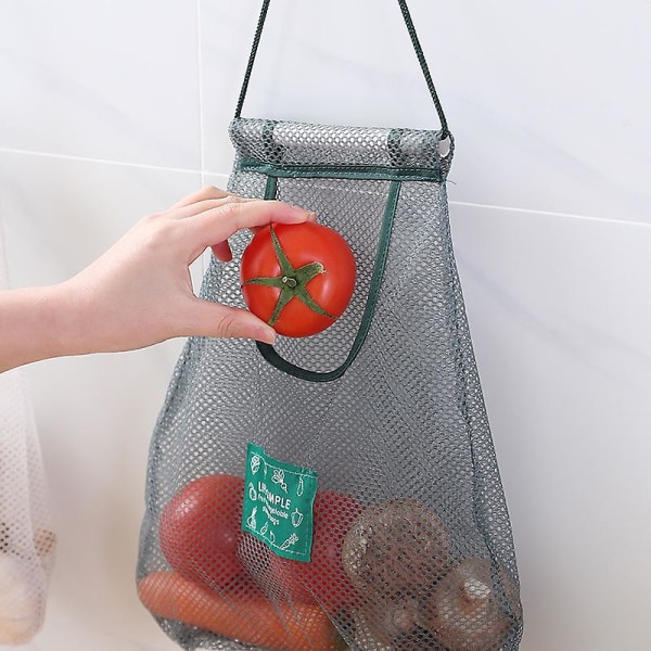 Laghengende gjenbrukbar nettingpose for kjøkkenoppbevaring, dagligvarepose Grønnsakspose for frukt, hvitløk