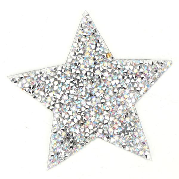 10 st Rhinestone Star Applikation Stryk på kläder Patch för Klänning Skor Väska Hatt (AB Färg)