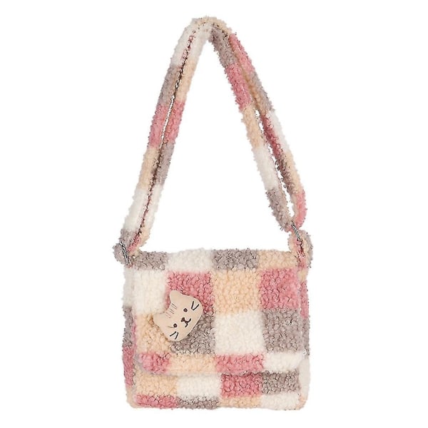 Söta Rutig Crossbody-väskor For Kvinnor Liten Handväska Mode Shopping Dejtingväska Pink