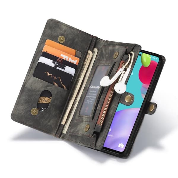 【NX】Kompatibel med Samsung Galaxy A52 / A52s Retro Plånboksfodral - Grå grå gray