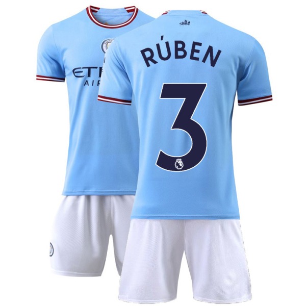 22-23 Manchester City trøje nr. 17 De Bruyne Hjemme og Ude Børn Voksen nr. 10 Aguero Fodboldtrøjesæt Toppe og bukser 18 NO.3