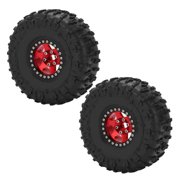 2 stk 1,9-tommers hjulsett Metallfelger gummidekksett for Axial SCX10 1/10 RC Crawler Car Rød og Svart