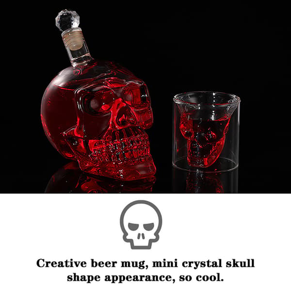 Skeletthoved Karaffel 1000ml Glaskaraffel Whisky Karaffel med prop