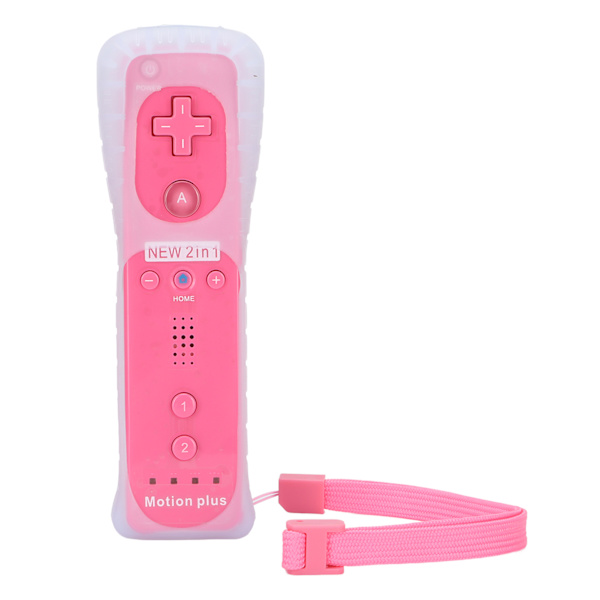 Fjärrkontroll Vibration Ljud Funktion Spelhandtag Spelkonsol Tillbehör med Motion Plus för Wii UPink
