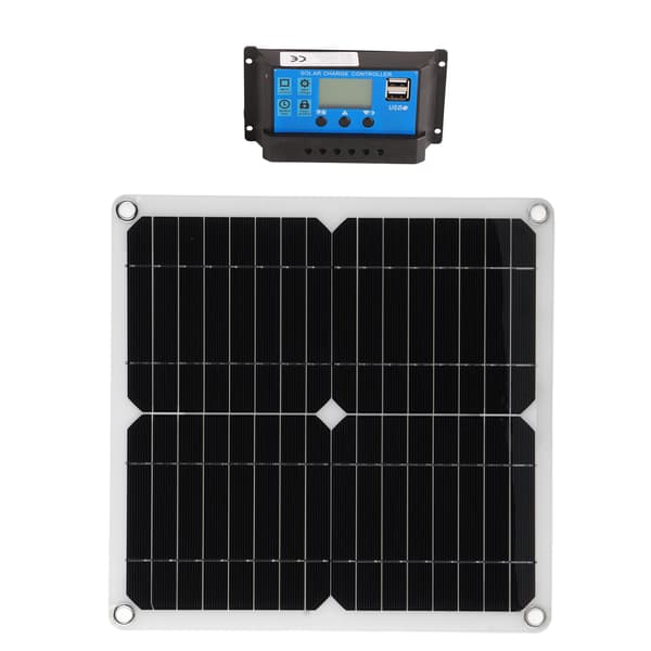 15W Solar Panel Kit Dubbel USB DC-utgång 100A Controller Solceller Kompatibel med bilbåt BatteryController Blå