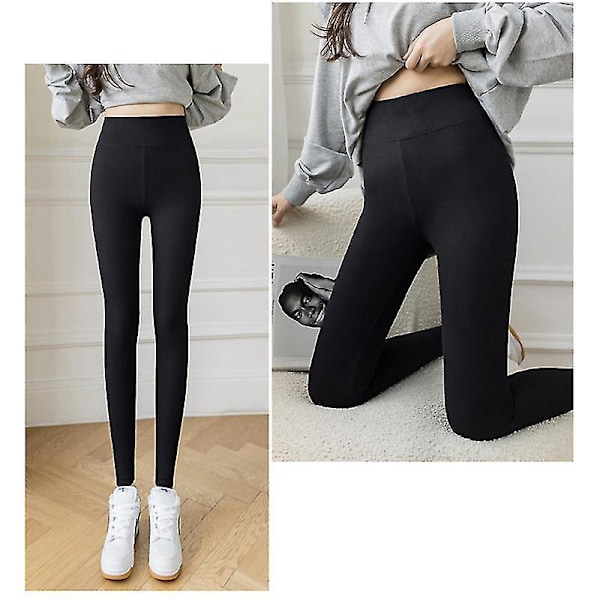 Cashmere Wool High Waist Leggings - Supertjocka och hög elasticitet - Svart