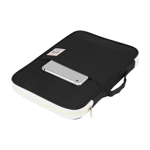 A4 dokumentväska Fil Mapp Portfolio Organizer Dator Notebook Fodral med dragkedja (svart)