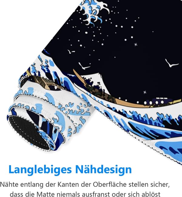 Gaming Musemåtte 800 x 300 mm Japan Kunst Kanagawa Surf og Sort M