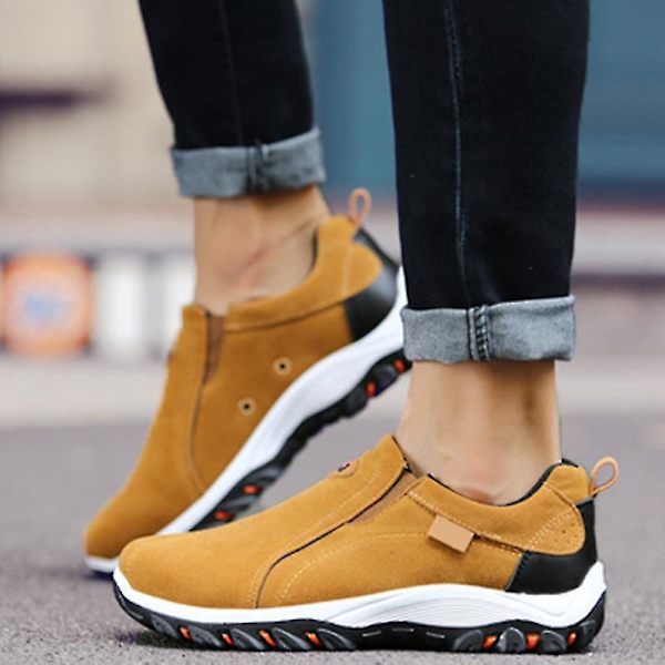 Avslappnade herrars slip-on andningsbara halkfria promenadskor, moderiktig blå färg