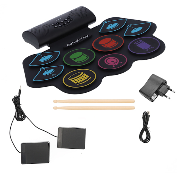 Elektroniskt trummatta set Bluetooth MIDI hopfällbart kit med batterihögtalare 100‑240V MD862MEU-kontakt