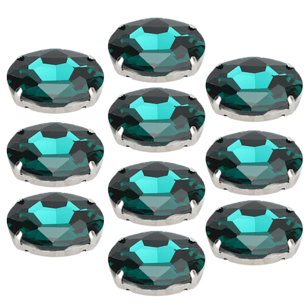 10 stk. Sy På Rhinestones Krystaller Skinnende Knapper Dekorasjon for DIY Håndverk Klær Sko Vesker 1,8 x 2,5 cm Grønn Oval