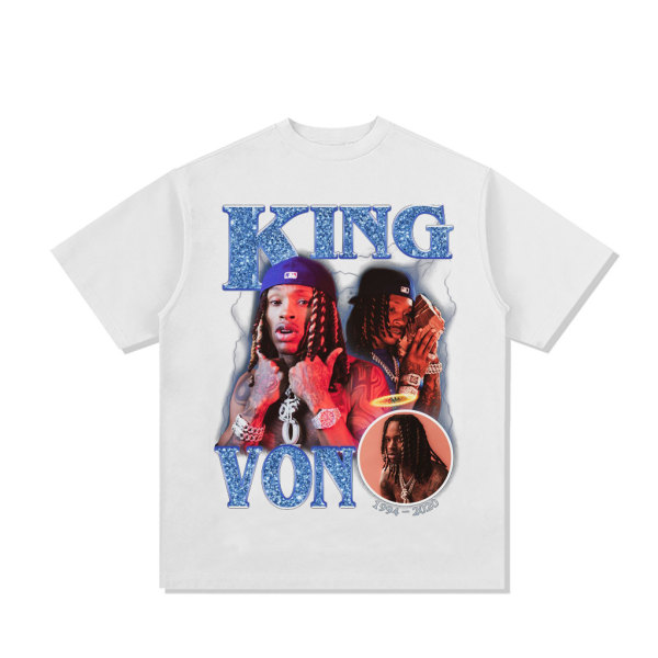 King Von 90'er Style Vintage Tee T-shirt S L White-1