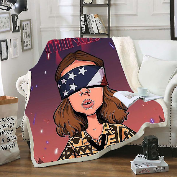 Stranger Things 3D-trykt Pludset Fleece Tæppe 150*200 Vaskbart