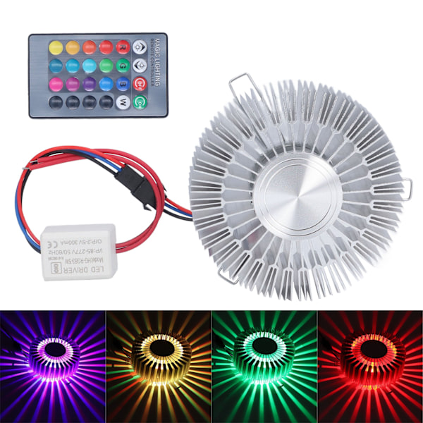 Solblomst Vegglampe Aluminium 3W RGB LED Aluminium Vegglampe med Fjernkontroll for Soverom Sengeside Stue 85‑277V