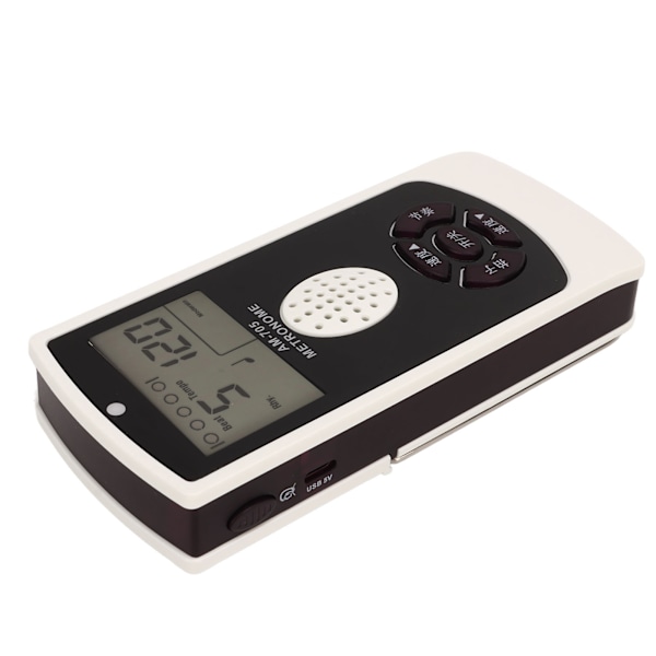 Vit Elektronisk Metronom 1800mah LCD Digital Display Universal Gitarr Piano Saxofon Vokal Metronom