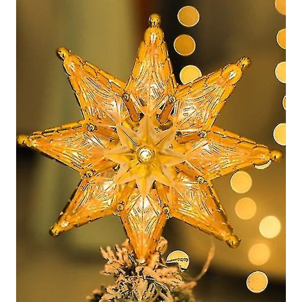 Star Heilwiy joulukuusen latta, 8" Uplyst dubbelsidig Star Tree Top, 8-piste Star Xmas Tree Top Top 20*18cm