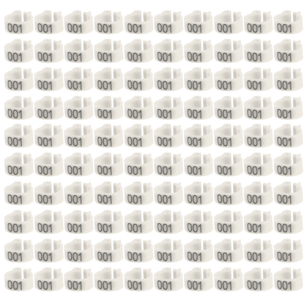 100 kpl/pussi 8MM 001-100 numeroituja muovipostienkeli lintujen jalkahihnoja Renkaat (valkoinen)