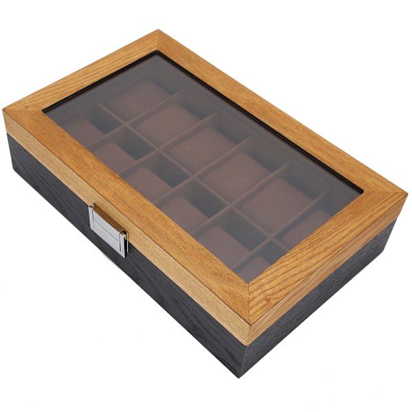 Klocklåda Massivt Trä 12 Fack 2-Färgs Display Förvaringslåda Klassisk Vintage Organizer