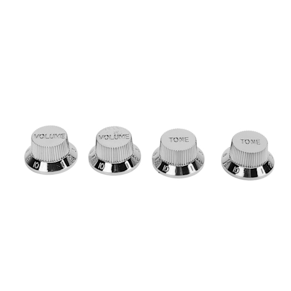 4 stk Elektrisk Bas Volumen Tone Kontrol Knapper Robust Fint Håndværk Guitar Potentiometer Knob Sæt Sølv