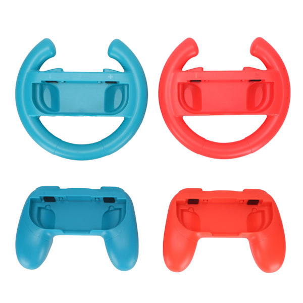 Controller Grip Steering Wheel Kit Värmebeständiga handtag och rattar för switch (röd blå)